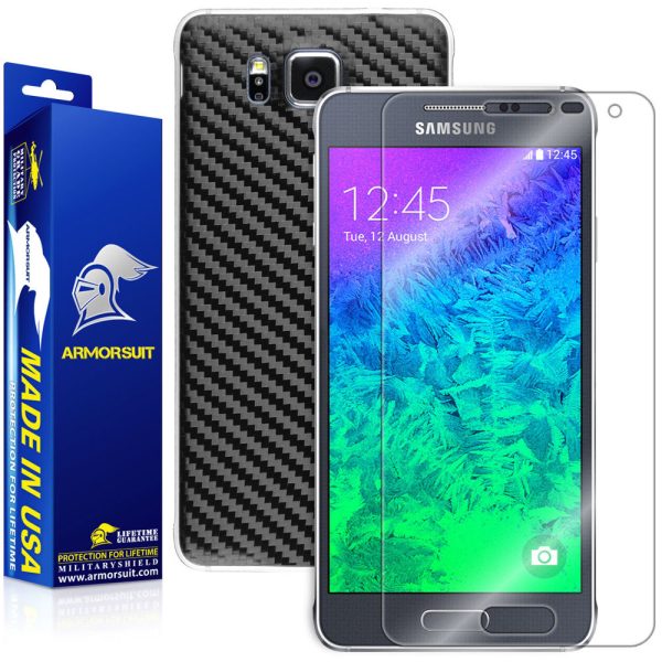 Samsung Galaxy Alpha Screen Protector + Carbon Fiber Skin Cheap