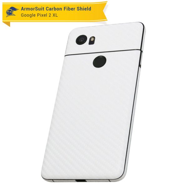 Google Pixel 2 XL Screen Protector + White Carbon Fiber Skin Fashion