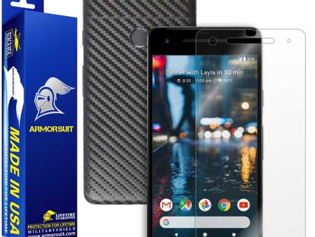 Google Pixel 2 Screen Protector + Black Carbon Fiber Skin Sale