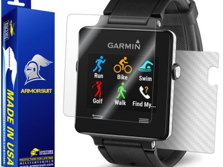 Garmin Vivoactive Screen Protector + White Carbon Fiber Skin Cheap