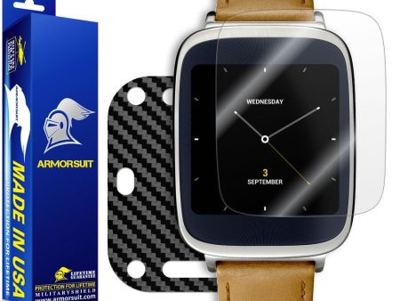 Asus ZenWatch Screen Protector + Black Carbon Fiber Skin Online Hot Sale