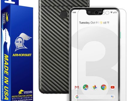 Google Pixel 3 XL Screen Protector + Black Carbon Fiber Skin Online Sale