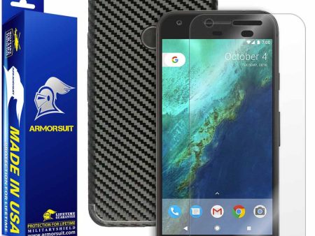 Google Pixel Screen Protector + Black Carbon Fiber Skin Cheap