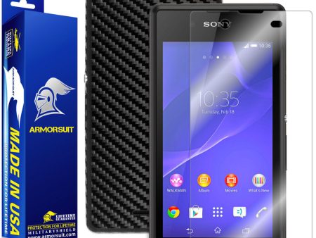 Sony Xperia E3 Screen Protector + Black Carbon Fiber Skin Online Hot Sale