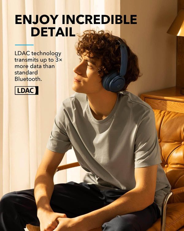 Anker Soundcore Life Tune Pro High Res Wireless Bluetooth Over The Ear Headphones - Blue Fashion