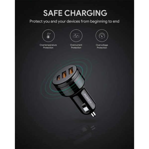 Aukey 36W Dual USB-A USB-C CAR Charger CC-Y16 - Black Discount