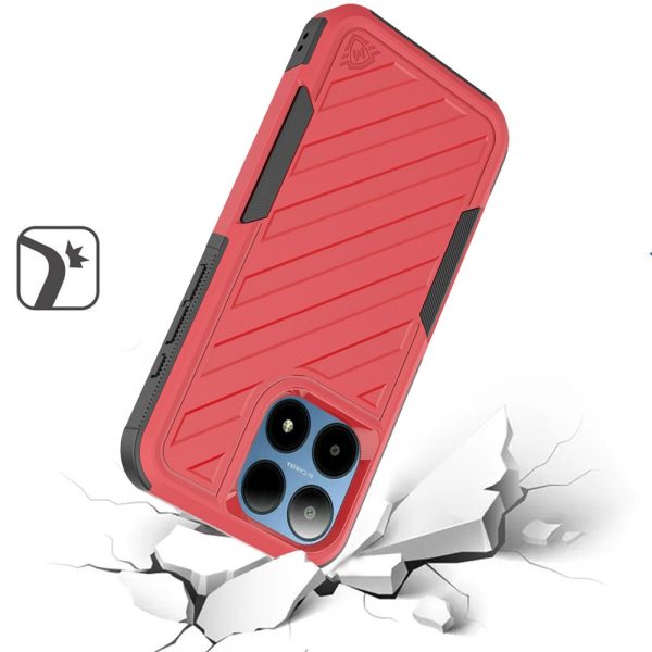 Premium Noble Lined Shockproof Dual Layer Hybrid Case For Boost Summit 5G - Red Black Fashion