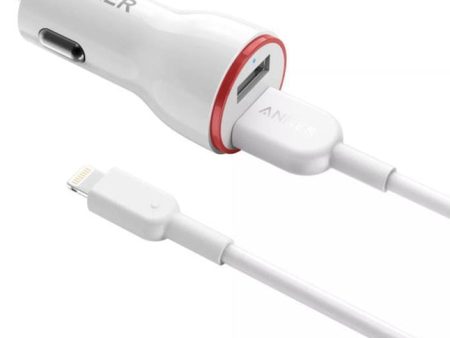 Anker Powedrive 2 USB A To Lightning Vehicle Charger - White Online now