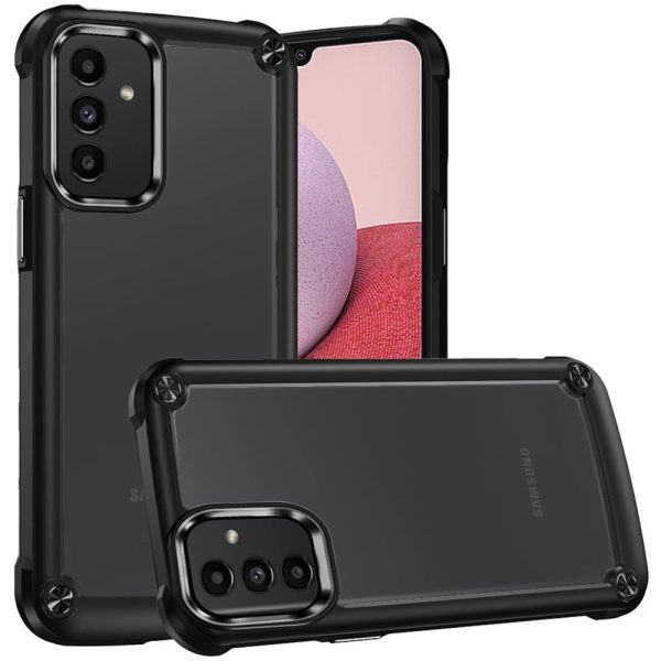 Premium Ultimate Casex Transparent Hybrid Case With Metal Buttons And Camera Edges For Samsung A14 5G - Black Online now