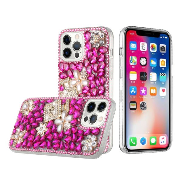 Design Case For iPhone 11 - Pearl Flowers With Perfume Hot Pink - Diamond With Ornaments Wild Flag For Discount