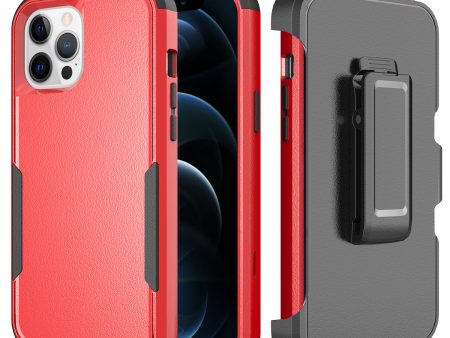 Commando Holster Kickstand Hybrid Tough Case Cover For Apple iPhone 11 (XI6.1) - Red Black For Cheap