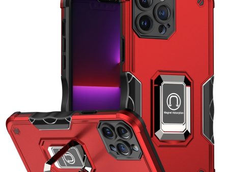 Hybrid Case For iPhone 11 - Red - Optimum Magnetic Ring Stand Wild Flag Sale