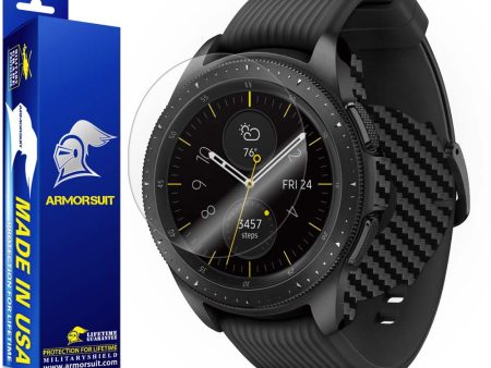 Galaxy Watch (42mm) Screen Protector + Black Carbon Fiber Skin Fashion