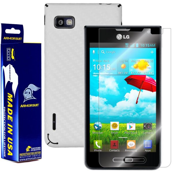 LG Optimus F3 (MS659) (MetroPCS   T-Mobile) Screen Protector  + White Carbon Fiber Film Protector Cheap