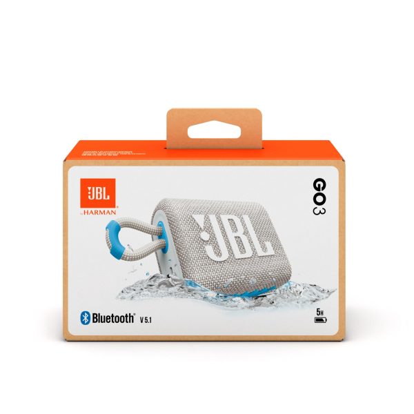 JBL Go 3 Eco Portable Stereo Bluetooth Speaker - White Hot on Sale