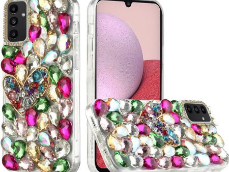 Hard TPU Case For Samsung A14 5G - Colorful Diamond Ornaments With Heart Fashion