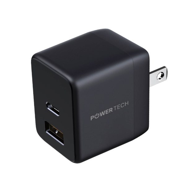 Powertech PD 20W Dual-Port USB-A & USB-C Wall Charger - Black Online