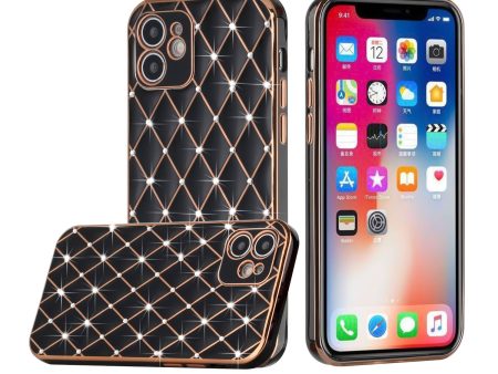 Design TPU Case For iPhone 11 - Black - Diamonds On Electroplated Grid Wild Flag Fashion