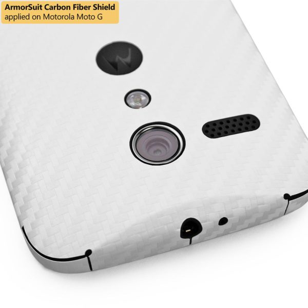 Motorola Moto G (1st Generation) Screen Protector + White Carbon Fiber Film Protector Online