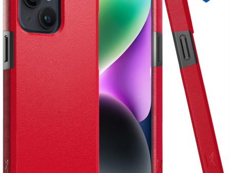 Metkase Tough Strong Shockproof Hybrid Case In Slide-Out Package For iPhone 13 14 - Red Hot on Sale