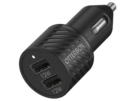 Otterbox 24W 2 Port 12W USB-A Car Charger - Black For Cheap