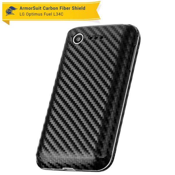 LG Optimus Fuel L34C Screen Protector + Black Carbon Fiber Skin Fashion