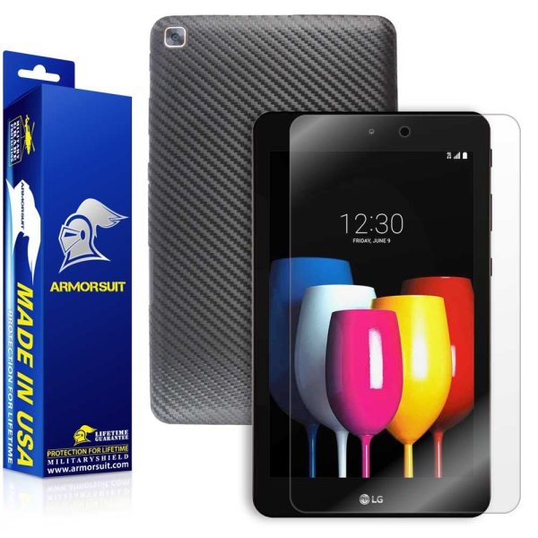 LG G Pad X2 8.0 Plus Screen Protector + Black Carbon Fiber Skin For Sale