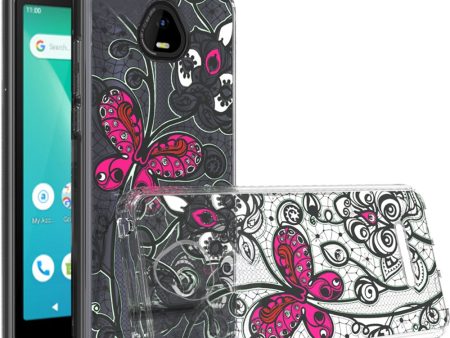 Hybrid Case For Boost Schok Volt SV55 - Butterfly - Floral IMD Chrome Design Shockproof Wild Flag Fashion