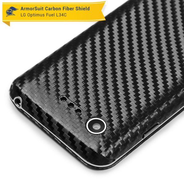 LG Optimus Fuel L34C Screen Protector + Black Carbon Fiber Skin Fashion