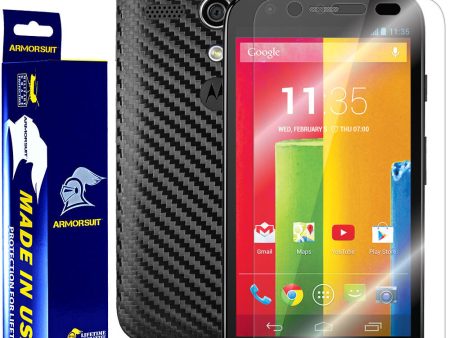 Motorola Moto G (1st Generation) Screen Protector + Black Carbon Fiber Film Protector For Cheap