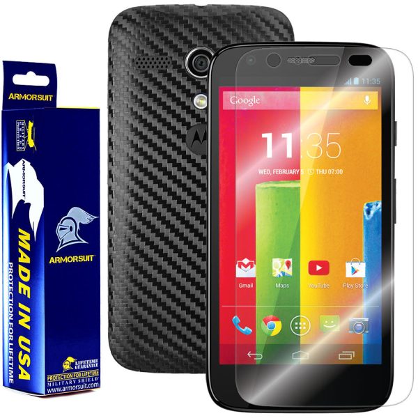 Motorola Moto G (1st Generation) Screen Protector + Black Carbon Fiber Film Protector For Cheap