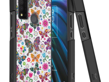 MetKase Tough Strong Slim Dual-Layer Shockproof Hybrid Case Cover For Tcl 30 Xe 5G - Harmonious Butterfly Floral Online now