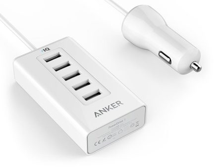 Anker Powerdrive 5 Port Car Charger - White Online now