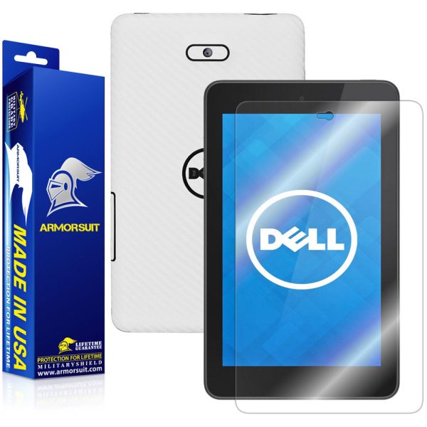 New Dell Venue 7 (2014) Screen Protector + White Carbon Fiber Skin Protector Online Sale