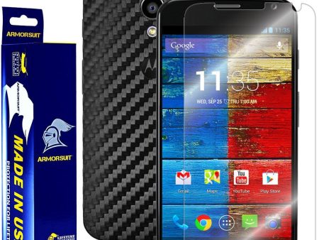 Motorola Moto X (1st Generation) Screen Protector + Black Carbon Fiber Film Protector Online now