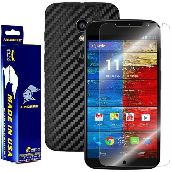 Motorola Moto X (1st Generation) Screen Protector + Black Carbon Fiber Film Protector Online now