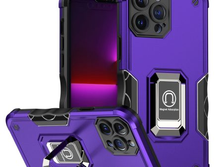 Hybrid Case For iPhone 11 - Dark Purple - Optimum Magnetic Ring Stand Wild Flag Hot on Sale