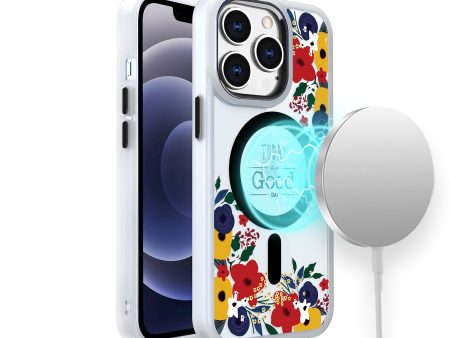 Hybrid Case For iPhone 13   iPhone 14 - Floral D - Quotation Magsafe Transparent Design Wild Flag Online now