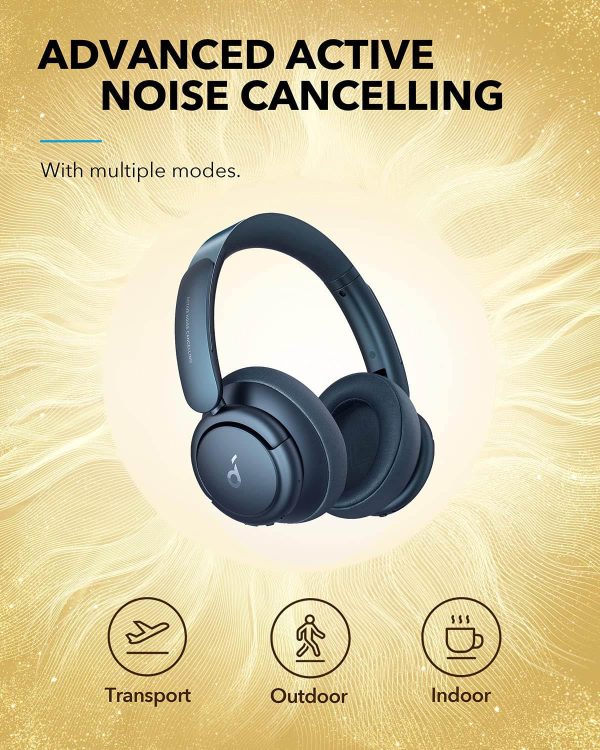 Anker Soundcore Life Tune Pro High Res Wireless Bluetooth Over The Ear Headphones - Blue Fashion