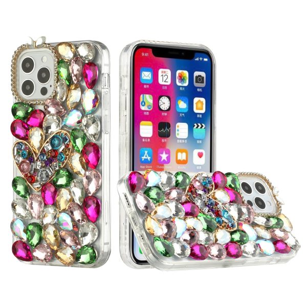 Design Case For iPhone 11 - Colorful Ornaments With Heart - Full Diamond With Ornaments Wild Flag Fashion