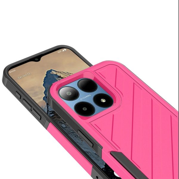 Premium Noble Lined Shockproof Dual Layer Hybrid Case For Boost Summit 5G - Hot Pink Black Discount