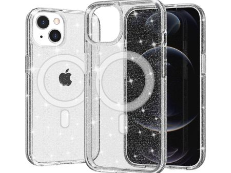 Hybrid Case For iPhone 13   iPhone 14 - Clear - Magsafe Compatible Glitter Thick 3mm Transparent Wild Flag Online Sale