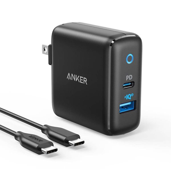 Anker Powerport 33W Dual-Port USB-C & USB-A Wall Charger W  6  C-C Cable - Black Supply