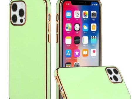 TPU Case For iPhone 12 & iPhone 12 Pro - Light Green - Electroplated Fashion Solid Color Wild Flag on Sale