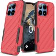 Premium Noble Lined Shockproof Dual Layer Hybrid Case For Boost Summit 5G - Red Black Fashion