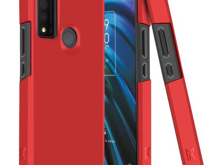 MetKase Tough Strong Slim Dual-Layer Shockproof Hybrid Case Cover For Tcl 30 Xe 5G - Flame Scarlet Discount