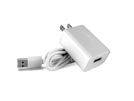 Wall Charger USB-A 5V 2.1A With 1M Micro USB Cable - White For Discount