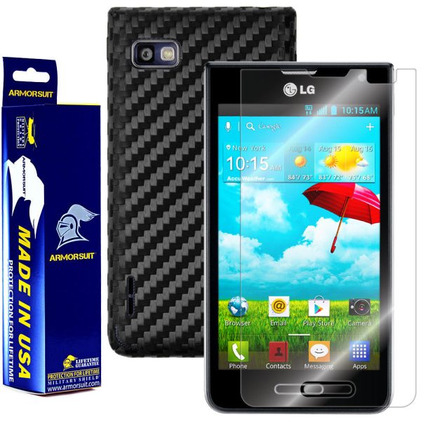 LG Optimus F3 (MS659) (MetroPCS   T-Mobile) Screen Protector + Black Carbon Fiber Film Protector Hot on Sale