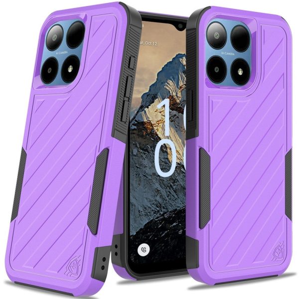 Premium Noble Lined Shockproof Dual Layer Hybrid Case For Boost Summit 5G - Dark Purple Black on Sale