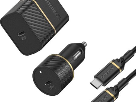 Otterbox 20W Car And Wall Charging Kit W  USB-C To USB-C Cable - Black Shimmer Sale